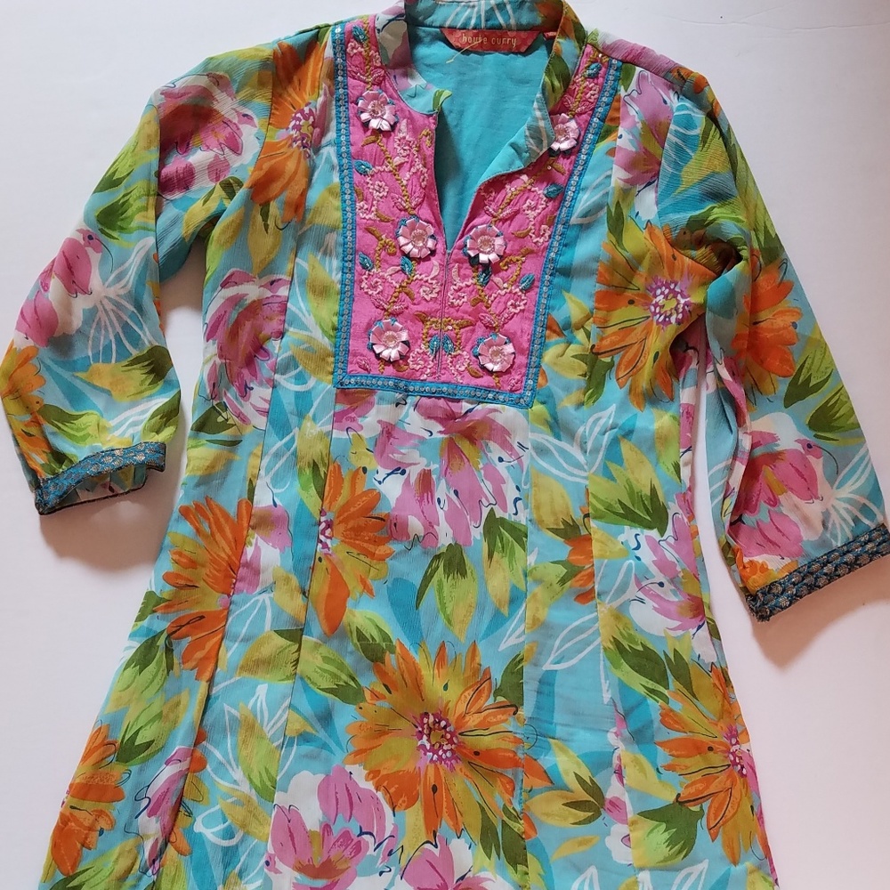 Haute Curry Multi-Color Floral Dress | Medium